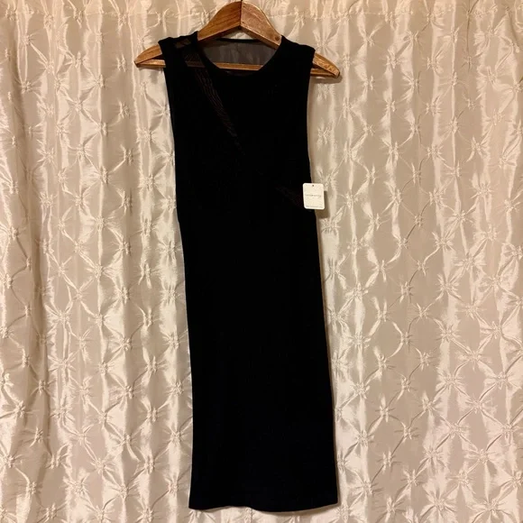 Intimately Free People Black Hide and Seek Ribbed Mesh Bodycon Dress Sleeveless - Picture 3 of 14